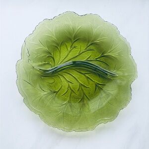 Indiana Glass Green Leaf Serveware Plate